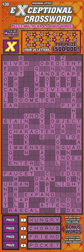 EXCEPTIONAL CROSSWORD scratch-off ticket