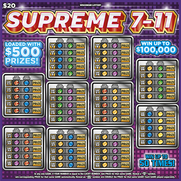 SUPREME 7-11 scratch-off ticket