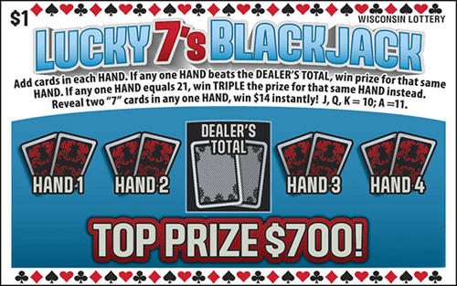 LUCKY 7S BLACKJACK scratch-off ticket