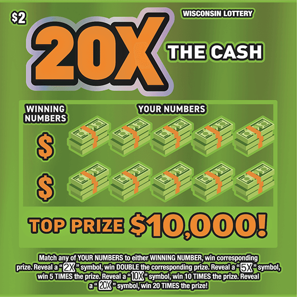 20X THE CASH scratch-off ticket