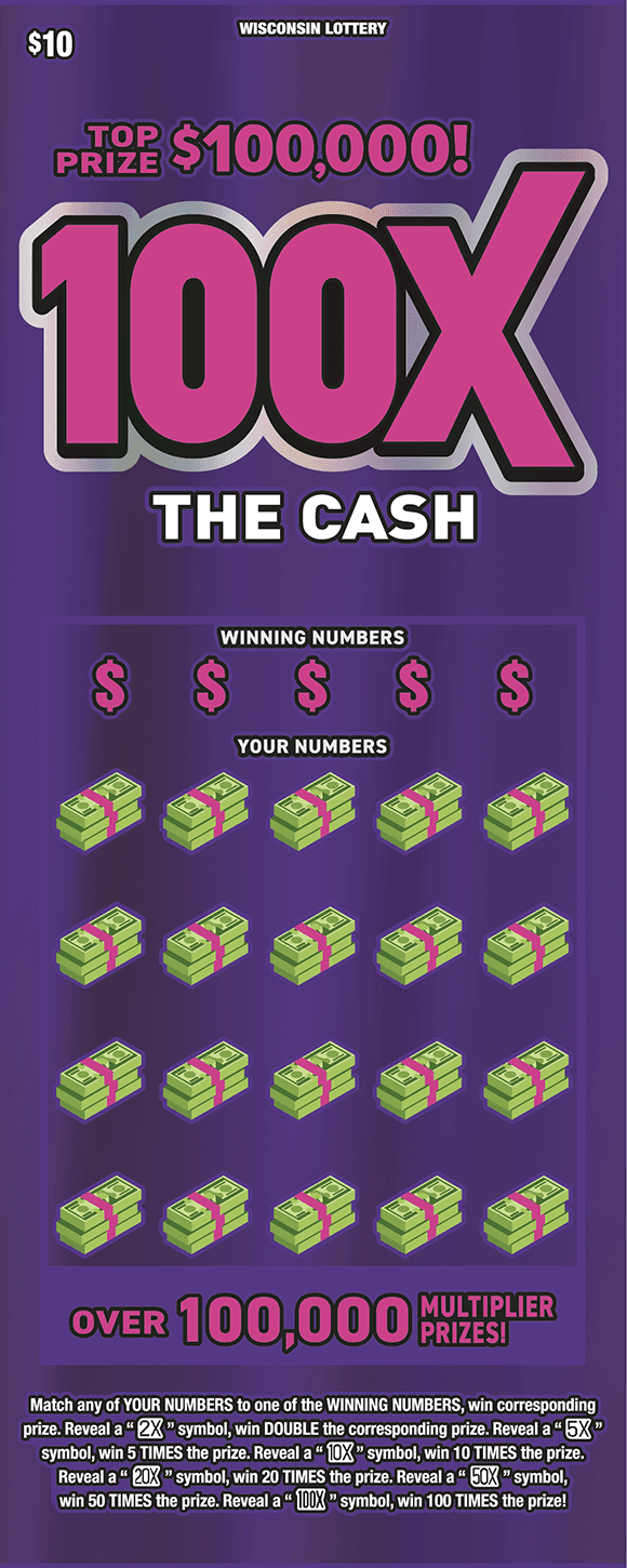 100X THE CASH scratch-off ticket