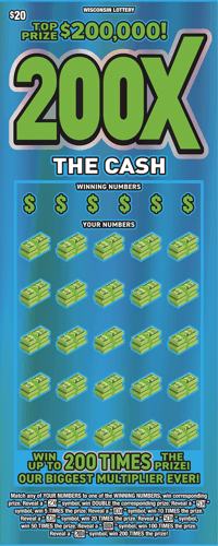 200X THE CASH scratch-off ticket