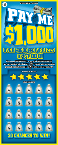 PAY ME $1,000 scratch-off ticket