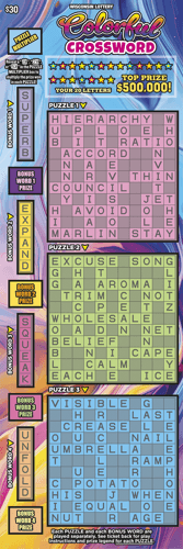 COLORFUL CROSSWORD scratch-off ticket
