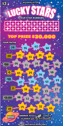 LUCKY STARS scratch-off ticket