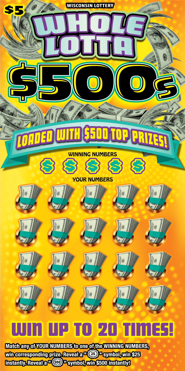 WHOLE LOTTA $500S scratch-off ticket