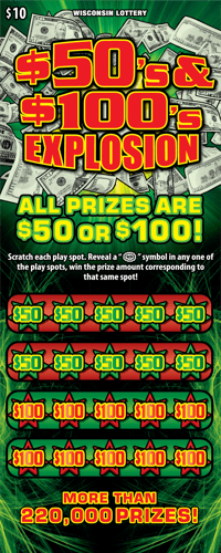 $50S & $100S EXPLOSION scratch-off ticket