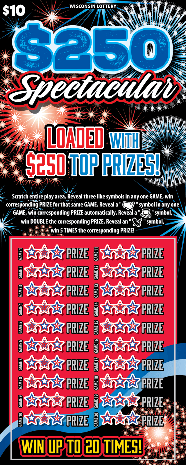 $250 SPECTACULAR scratch-off ticket