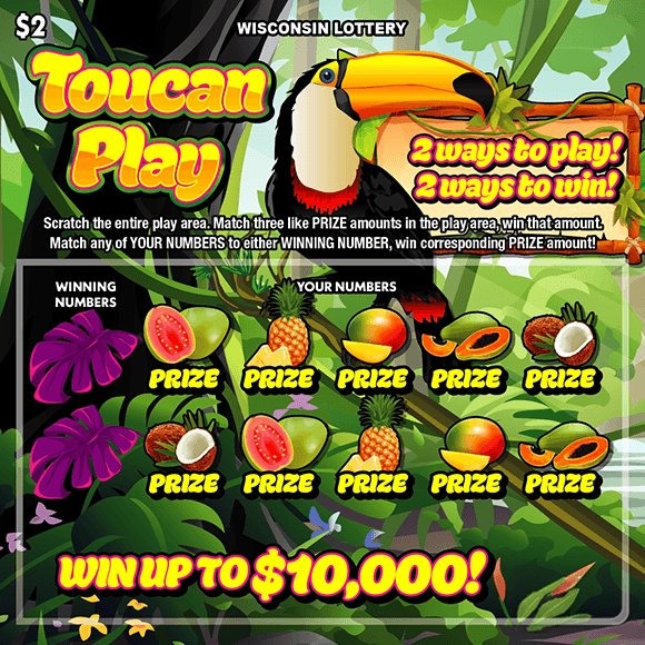 TOUCAN PLAY scratch-off ticket