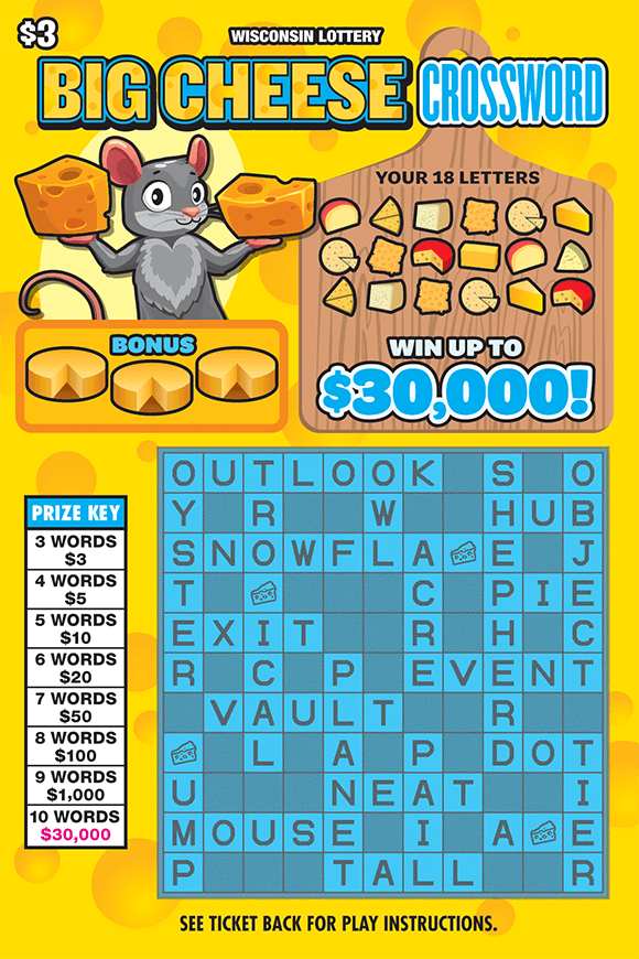 BIG CHEESE CROSSWORD scratch-off ticket