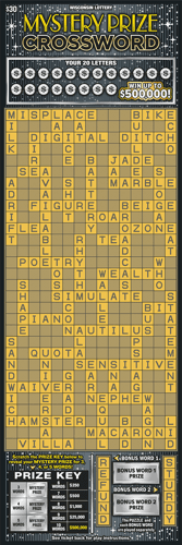 MYSTERY PRIZE CROSSWORD scratch-off ticket
