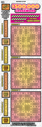 $500,000 CROSSWORD scratch-off ticket