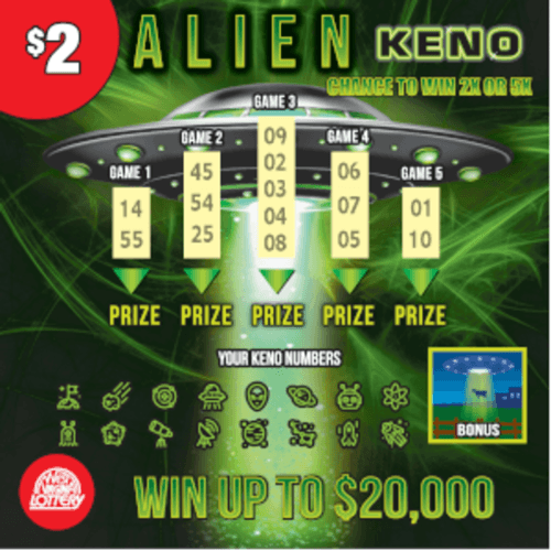 COSMIC-GROOVY-ALIEN-WINNER KENO scratch-off ticket