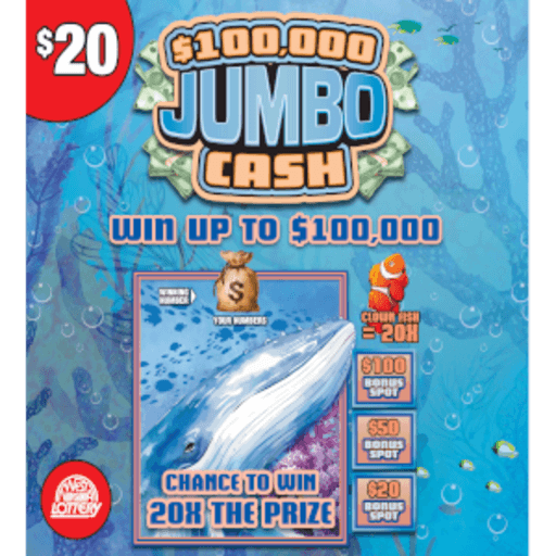 $100,000 JUMBO CASH scratch-off ticket