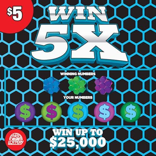 WIN 5X scratch-off ticket