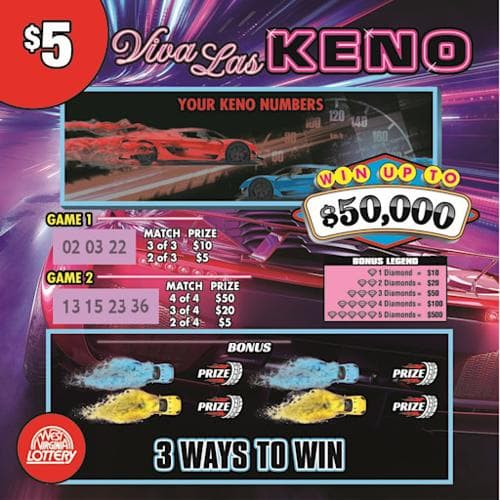 VIVA LAS KENO scratch-off ticket