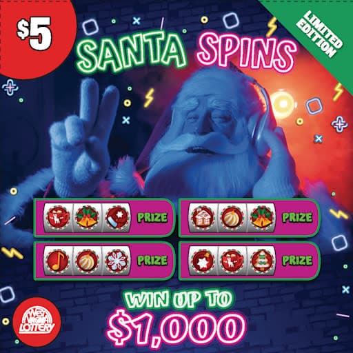 SPOOKY KITTY - SANTA SPINS scratch-off ticket