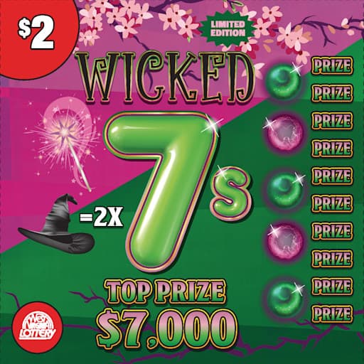 WICKED SEVENS scratch-off ticket