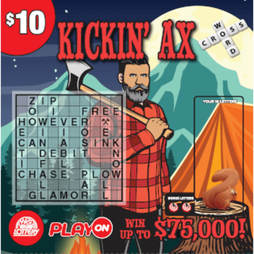 KICKIN AX - BIG TRUCKIN CW scratch-off ticket