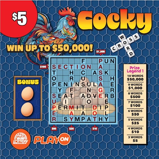 COCKY-ENCOUNTERS CROSSWORD scratch-off ticket