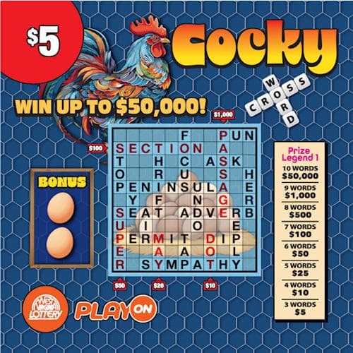 COCKY-ENCOUNTERS CROSSWORD scratch-off ticket
