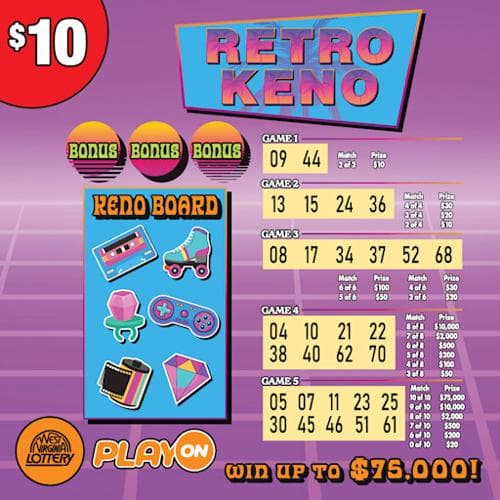 RETRO-BLACK-DUCK-ELECTRIC KENO scratch-off ticket