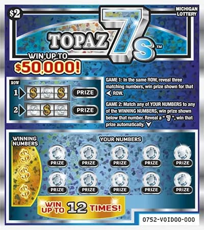 Topaz 7s scratch-off ticket