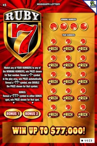 Ruby 7 scratch-off ticket