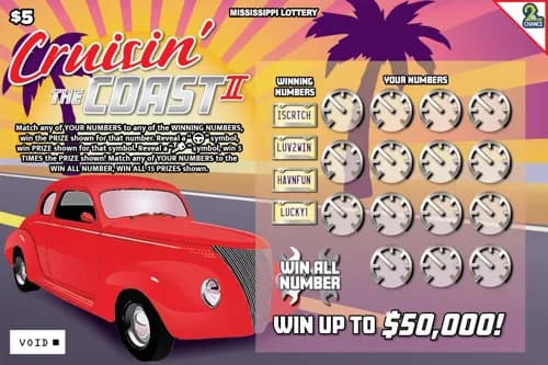 Cruisin’ the Coast II scratch-off ticket