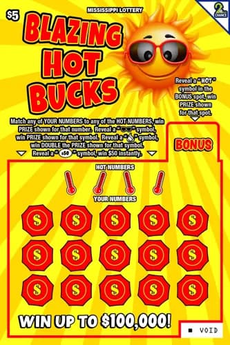 Blazing Hot Bucks scratch-off ticket