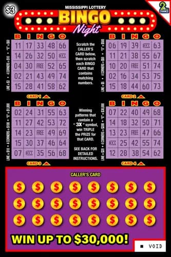 Bingo Night scratch-off ticket