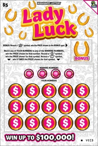 Lady Luck scratch-off ticket