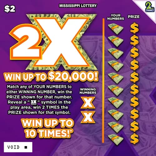2X scratch-off ticket
