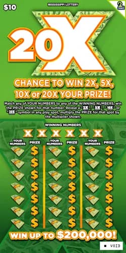 20X scratch-off ticket