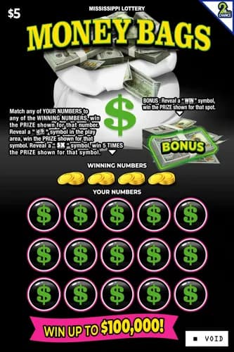 Money Bags scratch-off ticket