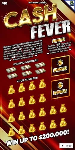 Cash Fever scratch-off ticket