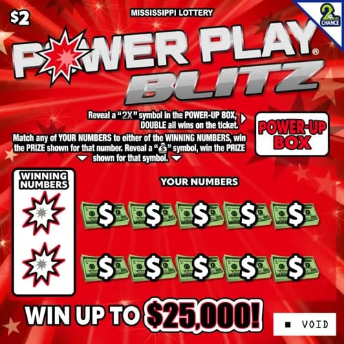 Power Play Blitz scratch-off ticket