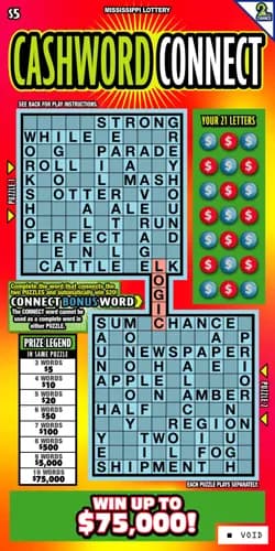 Cashword Connect scratch-off ticket