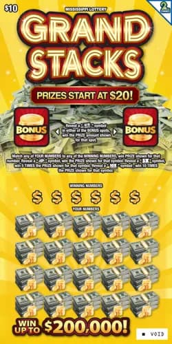Grand Stacks scratch-off ticket