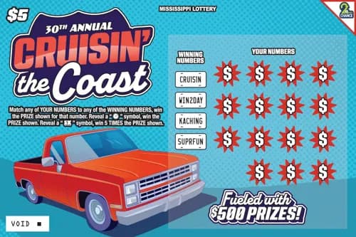 30th Annual Cruisin’ the Coast scratch-off ticket