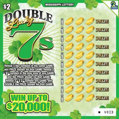 Double Lucky 7s scratch-off ticket