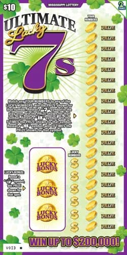 Ultimate Lucky 7s scratch-off ticket