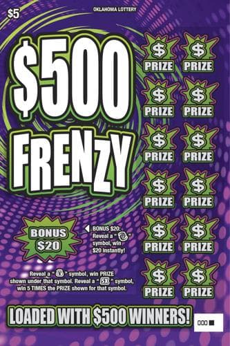 $500 Frenzy scratch-off ticket