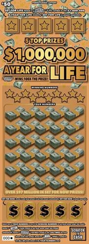 $1,000,000 a Year for Life scratch-off ticket