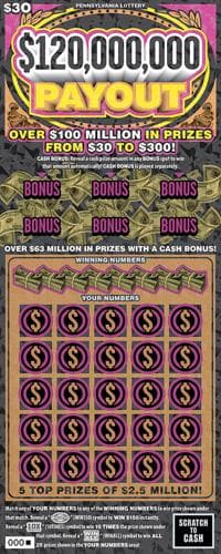 $120,000,000 Payout scratch-off ticket