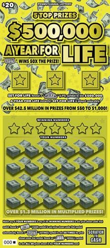 $500,000 a Year for Life scratch-off ticket