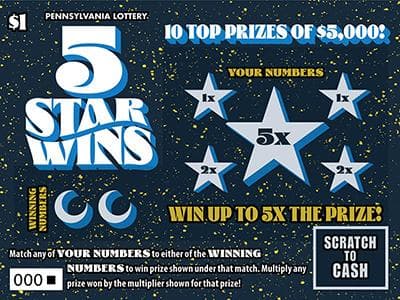 5 Star Wins scratch-off ticket