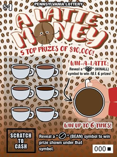 A Latte Money scratch-off ticket