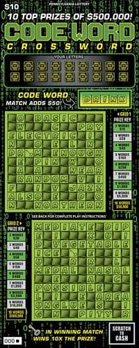 Code Word Crossword scratch-off ticket