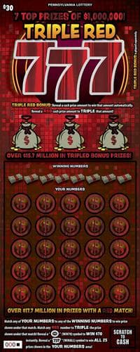 Triple Red 777 scratch-off ticket